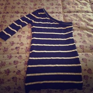 One Shoulder Striped Bodycon Dress